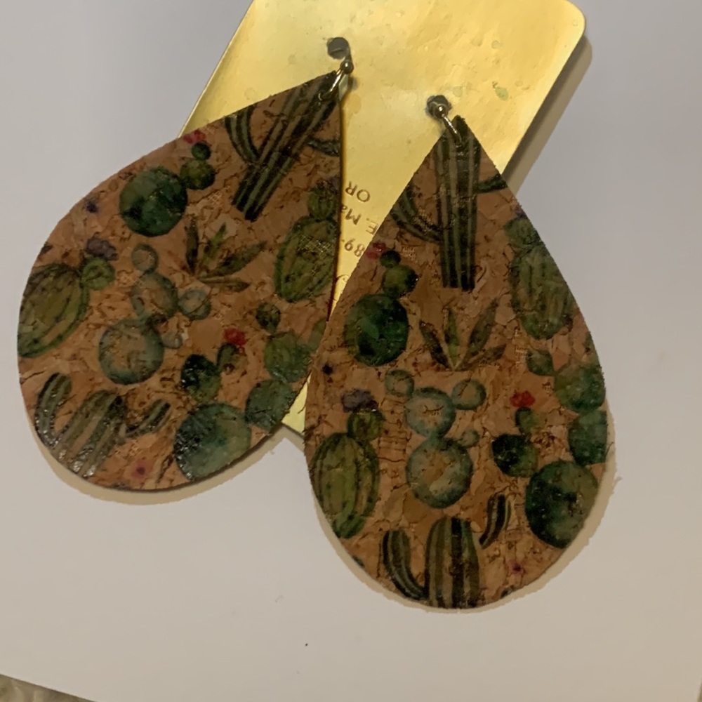 Cactus Earrings. 1.5 in. long, 1 in. wide. - Picture 2 of 3